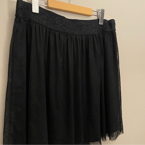 ✌️2/$10✌️ Maurices Black Mesh Tulle Circle Skirt w Glitter Waist Band – Size XL - Picture 2 of 12